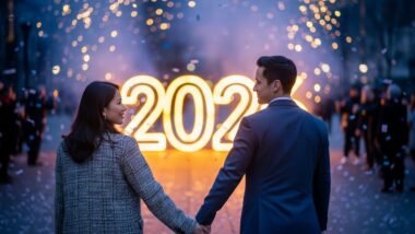 Couple walking into the new year together, symbolising trust and emotional connection