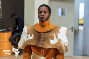 Kwarenah cultural fashion piece by Gabriel Kibirango Ugandan fashion artist