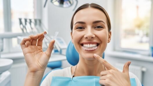 Invisalign clear aligners displayed with smiling patient in Fort Lauderdale dental office