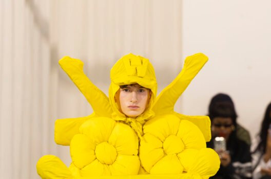 Model wearing Walter Van Beirendonck FW26 look with sculptural details and bold textures at Paris Menswear Fall Winter 2026