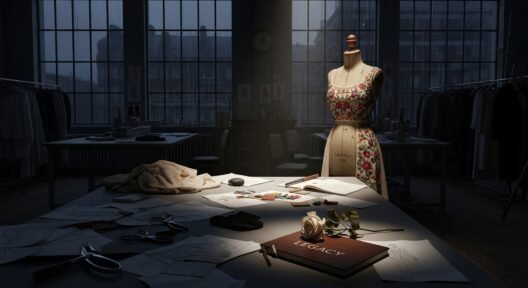 Empty fashion atelier representing the void left when a founding designer dies and succession begins