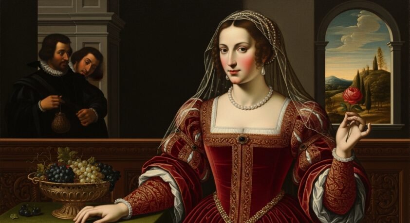 Renaissance painting of a woman representing the male gaze and patronage system that first codified Western female beauty standards