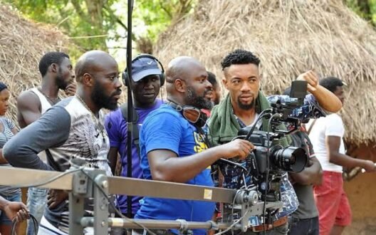 African creativity in action — a Nollywood film set representing the market-built industry that grew without grant funding