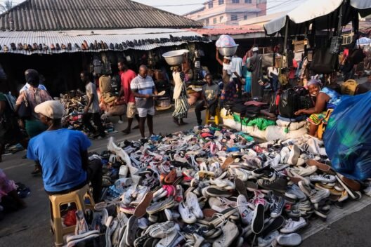 Kantamanto Market Accra Ghana — the largest secondhand clothing market in West Africa receiving fifteen million garments every week