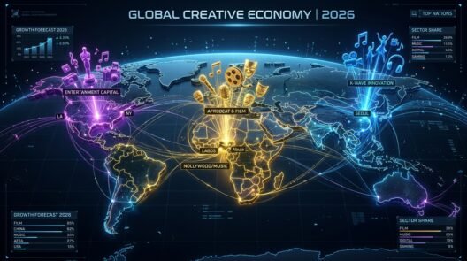 Creative economy global map showing 2 trillion dollar value and fastest-growing sectors across the world in 2026