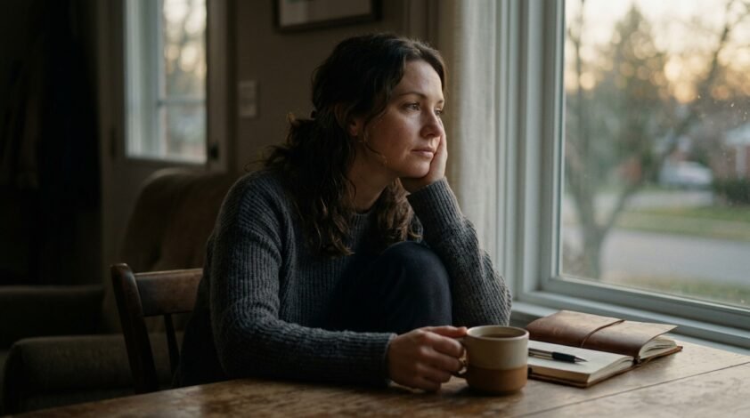 Woman reflecting on the emotional cost of people-pleasing and setting healthy boundaries