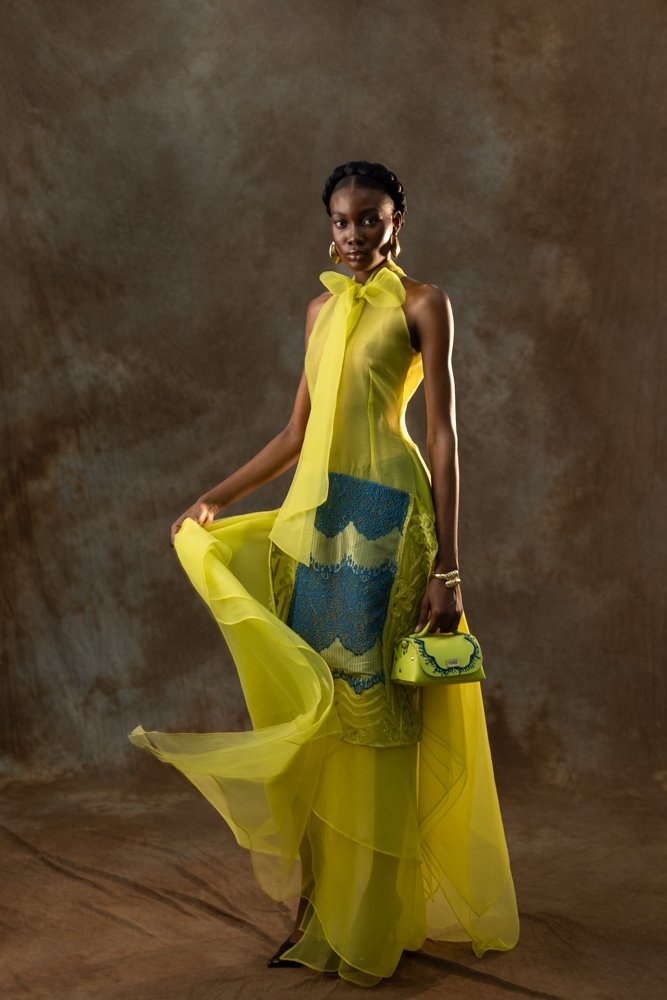 Draped contemporary Nigerian fashion by Ejiro Amos Tafiri